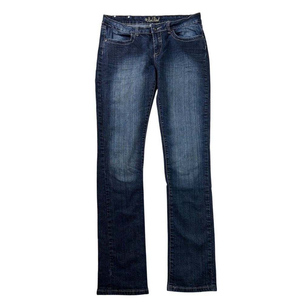 Red Rivet Womens Dark Wash Straight Leg Stretch Denim Jeans Sz 11 Blue‎ Mid Rise